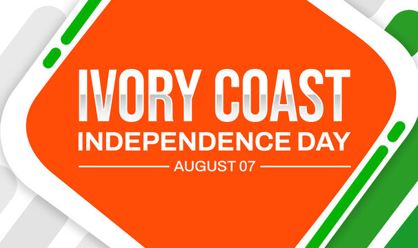 Ivory Coast Independence day wallpaper design with typography and colorful shapes