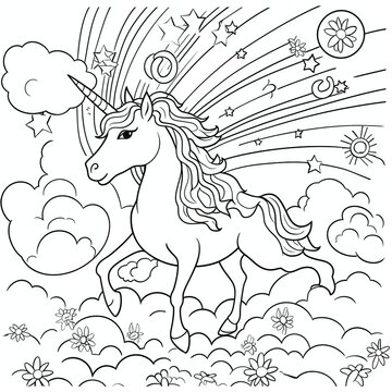 Einhorn Bild zum ausmalen f&uuml;r Kinder	