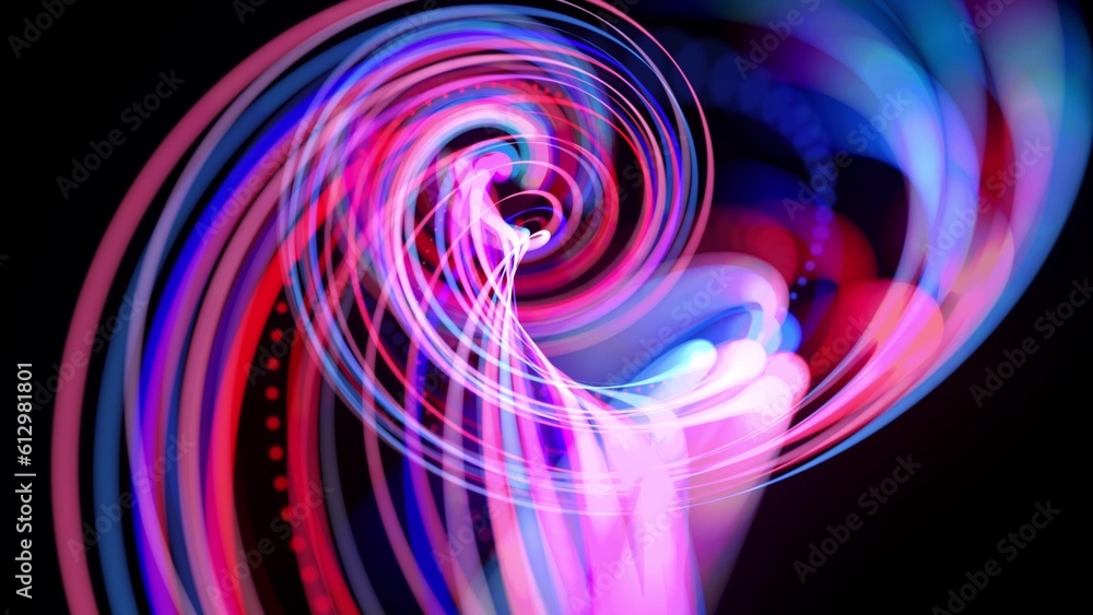 Aufkleber abstract background with light trails, stream of red blue neon lines in space form spiral shapes. mo