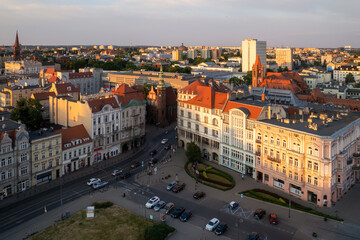 Fototapeta na wymiar Theater Square in Bydgoszcz at sunset.