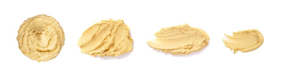 Hummus Smear Isolated, Houmous Dip, Tahini Sauce, Hummus Spread on White Background
