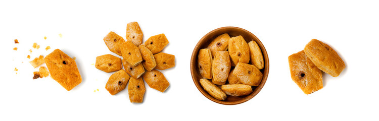 Small Italian Puff Pastry Isolated. Puff Pastries Biscuits, Mini Sweet Bakery