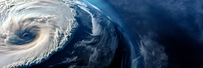 Thunderstorm with hurricane forming seen from space