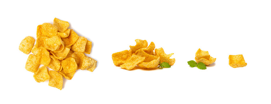 Lentil Chips Isolated, Lentils Crisps, Healthy Orange Snack, Fried Organic Crunchies, Lentil Chips on White