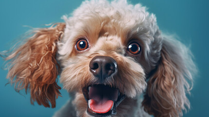 Generative Ai image of a poodle dog face close up