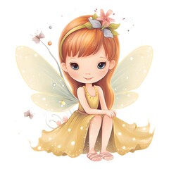 Vibrant pixie delight, delightful illustration of colorful fairies with vibrant wings and playful flower adornments