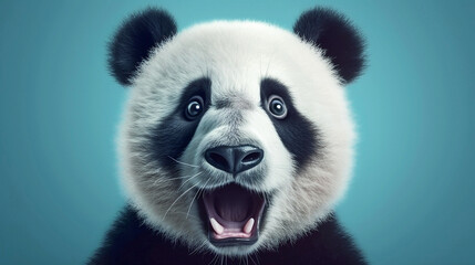 Generative Ai image of a baby panda face close up