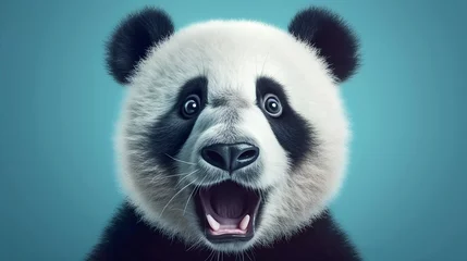 Fototapeten Generative Ai image of a baby panda face close up © annette shaff