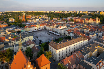 Fototapeta na wymiar Aerial view of the market square of Bydgoszcz.