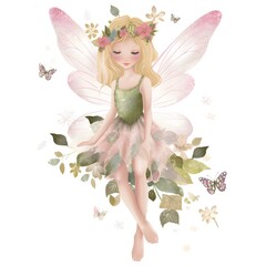 Enchanting floral sprites, charming clipart of colorful fairies with cute wings and delightful flower elements