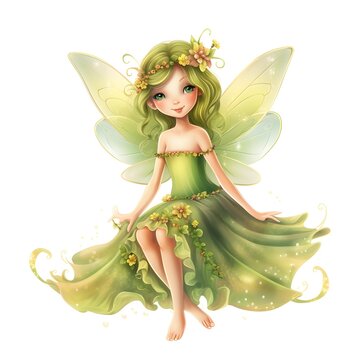 Whimsical pixie delight, delightful illustration of colorful fairies with vibrant wings and playful flower adornments