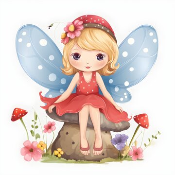 Magical fairyland bliss, charming illustration of colorful fairies with magical wings and blissful flower adornments