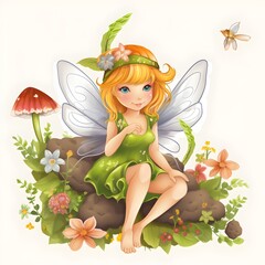 Obraz na płótnie Canvas Blossom fairyland delight, delightful clipart of colorful fairies with blossom wings and delightful flower magic