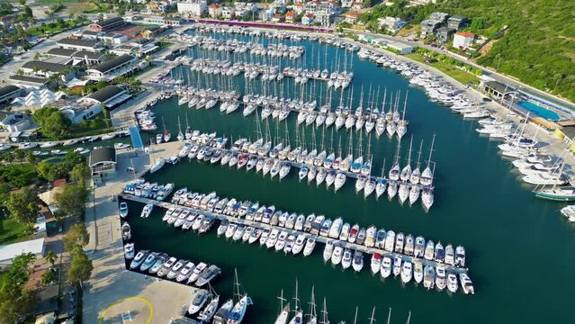 Drone view of Seferihisar Teos Marina