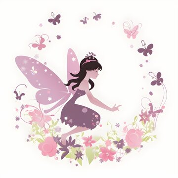 Whimsical floral charmers, charming illustration of colorful fairies with whimsical wings and charming flower accents