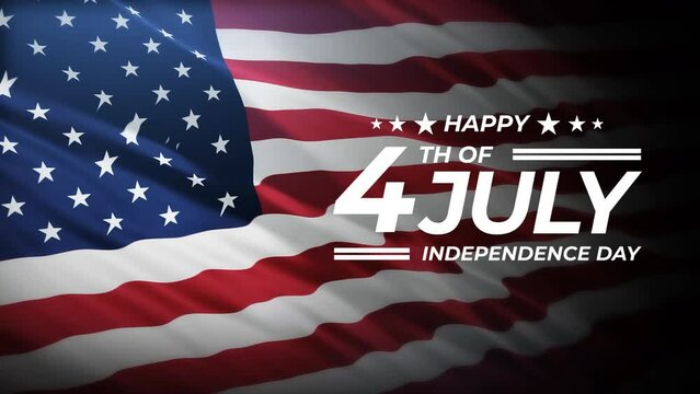 Happy Independence day celebrations flag background. Flag of United States Waving Animation.  4th july independence day. 4k animated footage.