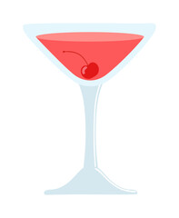 Manhattan cocktail. Alcohol in the bar glass.