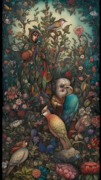 Persian Fables Art with People and Animals
