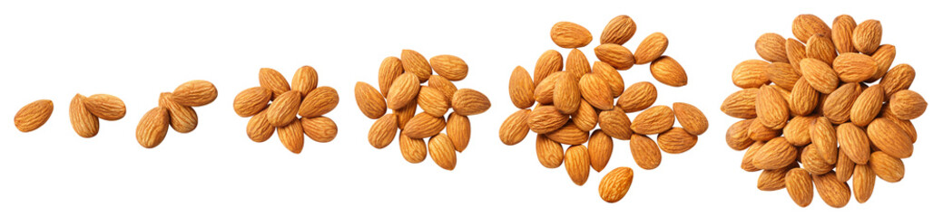 Collection of delicious almonds cut out