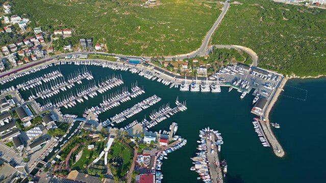 Drone view of Seferihisar Teos Marina