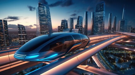 Fototapeta na wymiar Concept for a revolutionary mode of transportation, such as a flying car, hyperloop system, or autonomous vehicle, designed to transform the way people travel