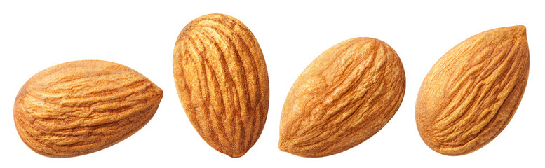 Collection of delicious almonds cut out