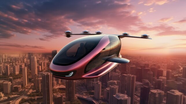 Concept for a revolutionary mode of transportation, such as a flying car, hyperloop system, or autonomous vehicle, designed to transform the way people travel