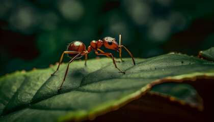 Fototapeta premium An ant on a leaf