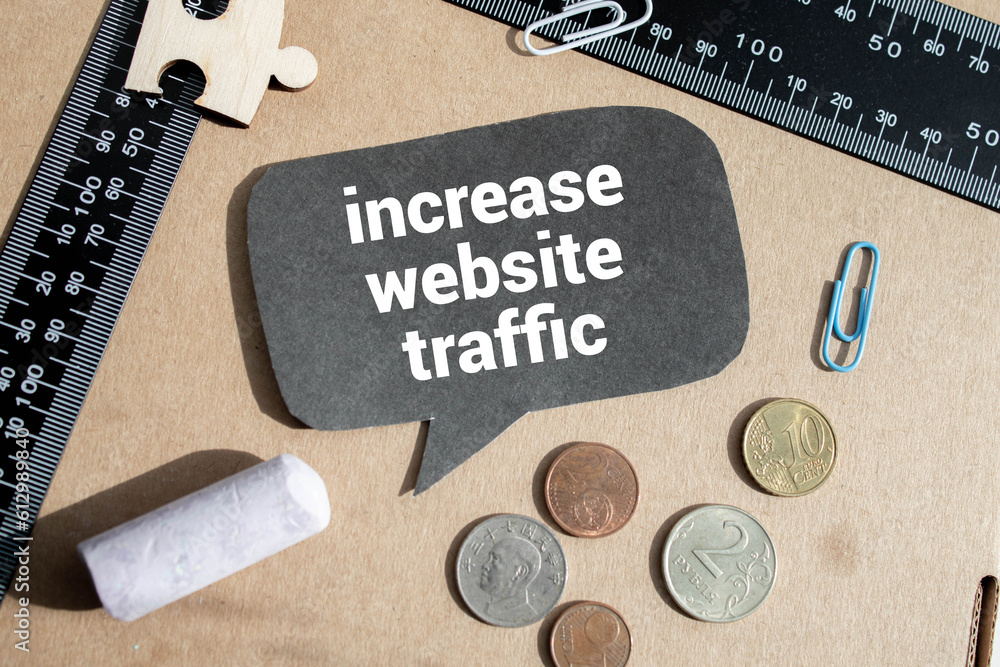 Poster memo note written with text website traffic isolated on green background