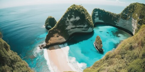 Nusa Penida  island off the southeast coast of Bali boasts stunning cliffs  Generative AI Digital Illustration Part#140623 