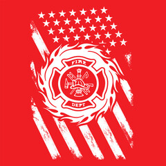 American flag and firefighter vector file