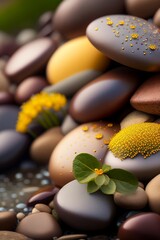 stones on the water.spa still life with flowers.