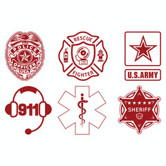 First Responders Hero Flag Nurse EMS Police Fire Military corrections dispatch Editable T shirt Design - obrazy, fototapety, plakaty