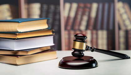 judge gavel and books. Law firm courtroom, Office space for legal work. Lawyers and judges. AI