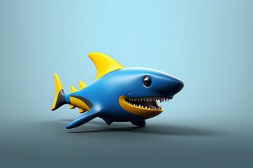 Fototapeta premium Cartoon image of a shark on a blue background isolated AI Generative AI