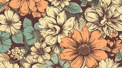 Deurstickers Abstract Flower Pattern. Flowers. Flower Pattern. Made With Generative AI. © John Martin