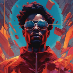 Stylish man with sunglasses agains an abstract background