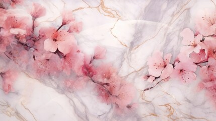 Marble stone texture that emulates the delicate beauty of a spring blossom, with soft hues of pink and white merging seamlessly wallpaper background