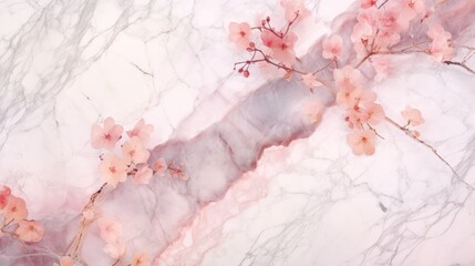 Marble stone texture that emulates the delicate beauty of a spring blossom, with soft hues of pink and white merging seamlessly wallpaper background