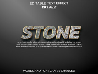 stone text effect, font editable, typography, 3d text. vector template