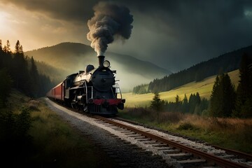 Fototapeta na wymiar Old engine train generative by ai 