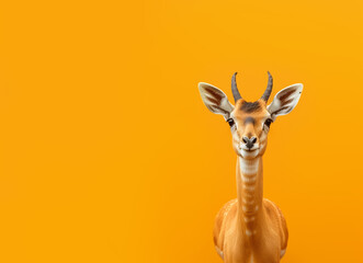 portrait of a antelope  on an orange background - obrazy, fototapety, plakaty