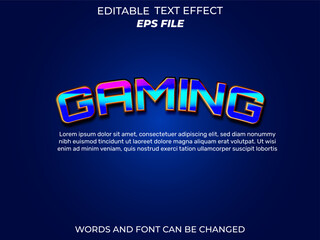 gaming text effect, font editable, typography, 3d text. vector template