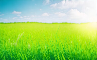 Fototapeta na wymiar Fresh green grass background in sunny summer day illustration 