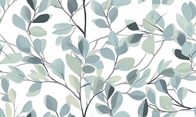 eucalyptus in watercolor style seamless pattern