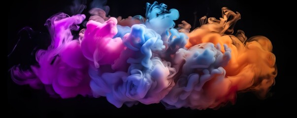 coloring neon light smoke on black background 