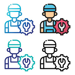 Mechanic car icon design in four variation color