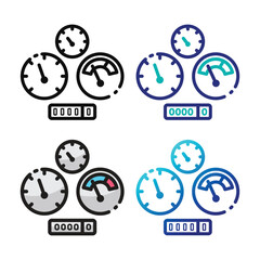 Dashboard car icon design in four variation color