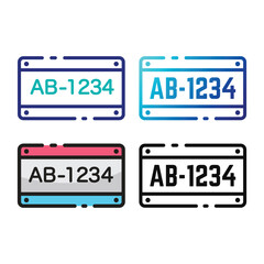 License plate icon design in four variation color