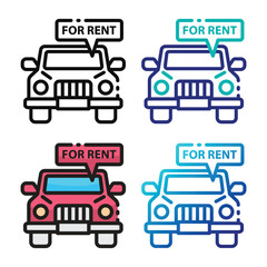 Car rent icon design in four variation color